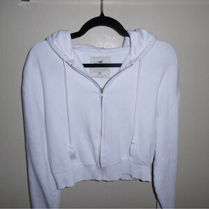 Hollister White Zip-Up Hoodie